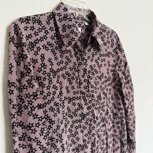 Equipment Taupe Silk Star Print Mini Shirt Dress Size S Long Sleeve Celestial - Picture 4 of 10